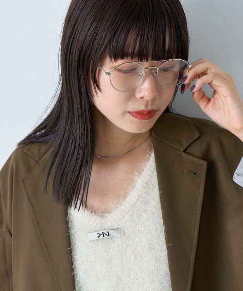 WHIMSIC（ウィムジック）の「【UNISEX/面長/逆三角形】ツーブリッジサングラス（サングラス・メンズ・シルバー・ONE SIZE）」の9枚目の写真