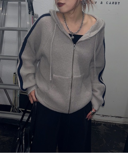 みぃページ♡⃜ MUSEラインZIPパーカーニット / フーディ 【ZOZO限定アイテム