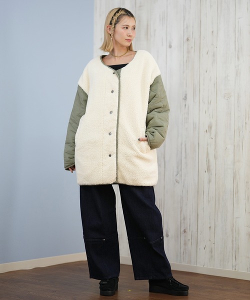 ROXY（ロキシー）の「ROXY/ロキシー ボアジャケット リバーシブル RJK254619M（その他アウター・レディース・カーキ/ブラック・M/L）」の15枚目の写真