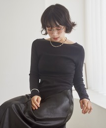 asymmetry hem rib knit /アシンメトリーヘムリブニット