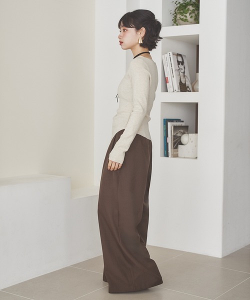 LAULEN（ローレン）の「asymmetry hem rib knit /アシンメトリーヘムリブニット（ニット/セーター・レディース・ブラウン/オートミール/チャコールグレー/ブラック・FREE）」の9枚目の写真