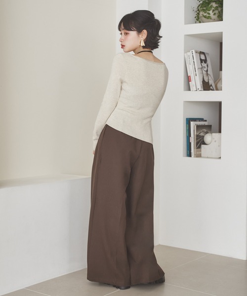 LAULEN（ローレン）の「asymmetry hem rib knit /アシンメトリーヘムリブニット（ニット/セーター・レディース・ブラウン/オートミール/チャコールグレー/ブラック・FREE）」の10枚目の写真