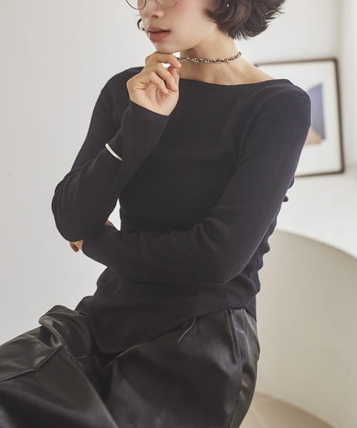 LAULEN（ローレン）の「asymmetry hem rib knit /アシンメトリーヘムリブニット（ニット/セーター・レディース・ブラウン/オートミール/チャコールグレー/ブラック・FREE）」の11枚目の写真