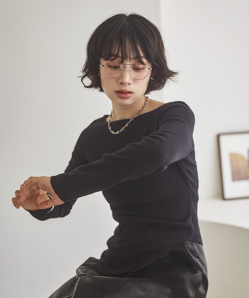 LAULEN（ローレン）の「asymmetry hem rib knit /アシンメトリーヘムリブニット（ニット/セーター・レディース・ブラウン/オートミール/チャコールグレー/ブラック・FREE）」の12枚目の写真