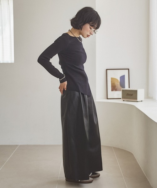 LAULEN（ローレン）の「asymmetry hem rib knit /アシンメトリーヘムリブニット（ニット/セーター・レディース・ブラウン/オートミール/チャコールグレー/ブラック・FREE）」の14枚目の写真