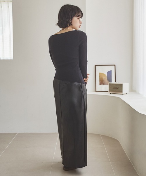 LAULEN（ローレン）の「asymmetry hem rib knit /アシンメトリーヘムリブニット（ニット/セーター・レディース・ブラウン/オートミール/チャコールグレー/ブラック・FREE）」の15枚目の写真
