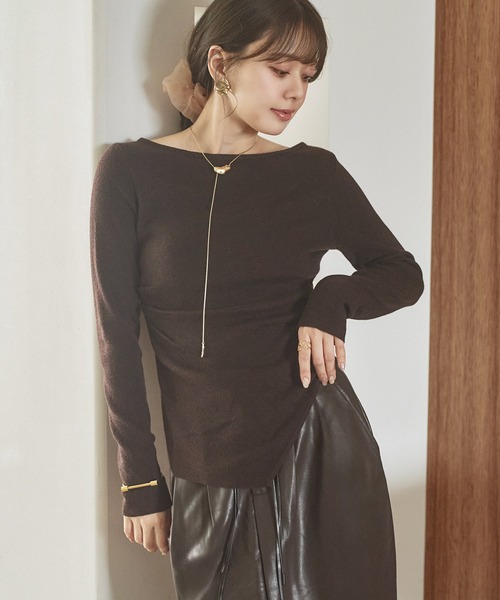 LAULEN（ローレン）の「asymmetry hem rib knit /アシンメトリーヘムリブニット（ニット/セーター・レディース・ブラウン/オートミール/チャコールグレー/ブラック・FREE）」の17枚目の写真