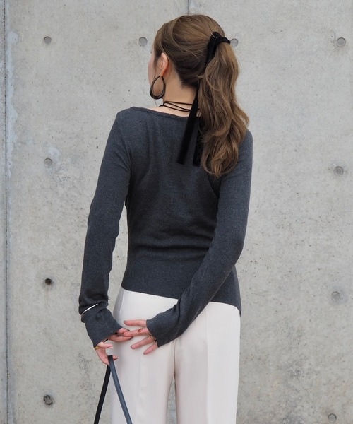 LAULEN（ローレン）の「asymmetry hem rib knit /アシンメトリーヘムリブニット（ニット/セーター・レディース・ブラウン/オートミール/チャコールグレー/ブラック・FREE）」の22枚目の写真