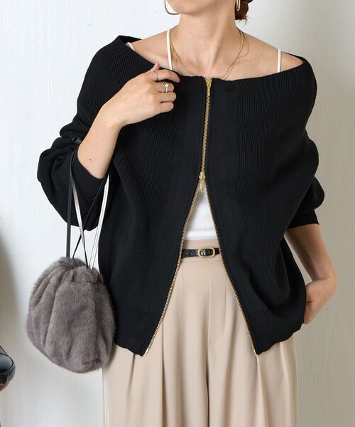 Jena espace merveilleux（ジェナ　エスパスメルヴェイユ）の「《さわゆい企画》【WEB限定】ダブルジップニット（ニット/セーター・レディース・モカ/ブラック・FREE）」の12枚目の写真