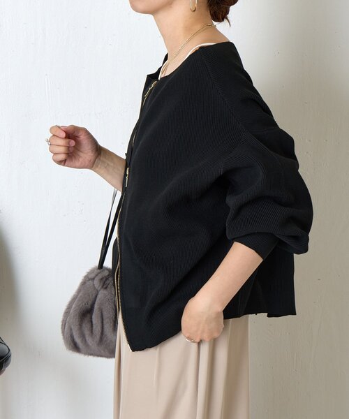 Jena espace merveilleux（ジェナ　エスパスメルヴェイユ）の「《さわゆい企画》【WEB限定】ダブルジップニット（ニット/セーター・レディース・モカ/ブラック・FREE）」の13枚目の写真