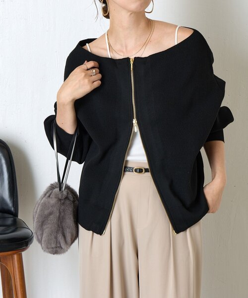 Jena espace merveilleux（ジェナ　エスパスメルヴェイユ）の「《さわゆい企画》【WEB限定】ダブルジップニット（ニット/セーター・レディース・モカ/ブラック・FREE）」の15枚目の写真