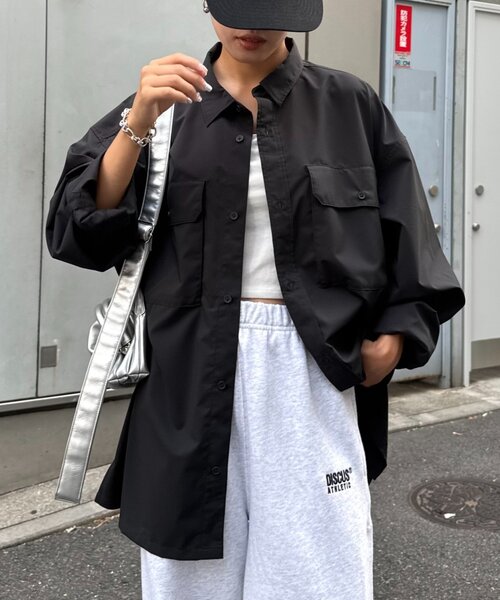 CIAOPANIC TYPY（チャオパニックティピー）の「【MOL】ドライバーズワイドシャツ長袖（シャツ/ブラウス・レディース・ネイビー/チャコールグレー/ブラック・LARGE/MEDIUM）」の2枚目の写真