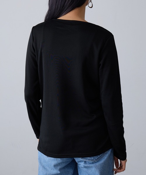 SETUP7(セットアップセブン)の「【SETUP7】ひまわりオイル加工クルーネック長袖② GLR(Tシャツ/カットソー・レディース・パープル/ブラウン/オフホワイト/ダークオレンジ/チャコールグレー/ブラック・L/M/LL)」の19枚目の写真