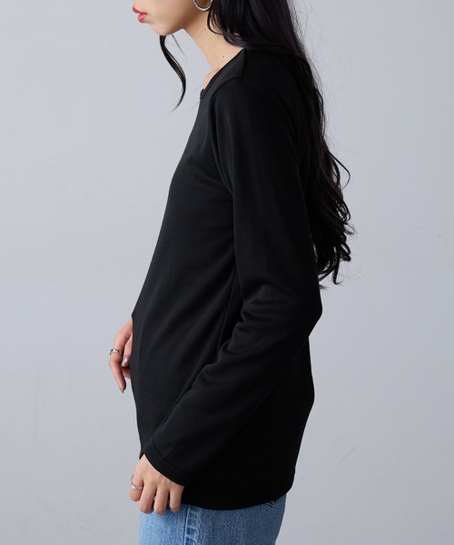 SETUP7(セットアップセブン)の「【SETUP7】ひまわりオイル加工クルーネック長袖② GLR(Tシャツ/カットソー・レディース・パープル/ブラウン/オフホワイト/ダークオレンジ/チャコールグレー/ブラック・L/M/LL)」の18枚目の写真