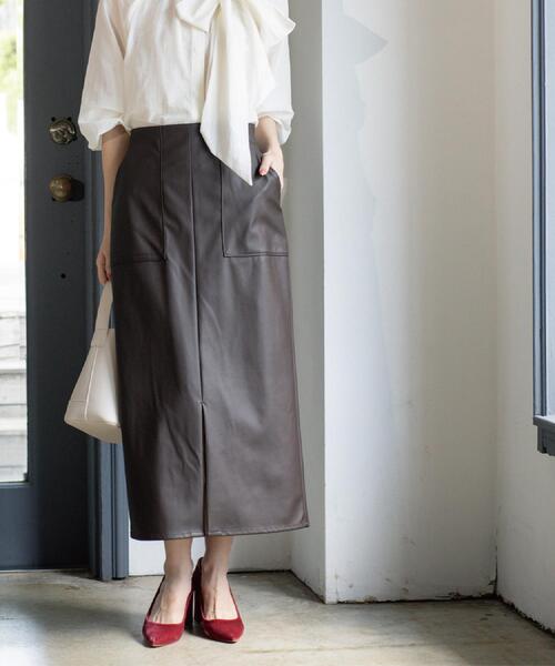 セール】ストレッチダブルポケットタイトスカート【洗える】（スカート