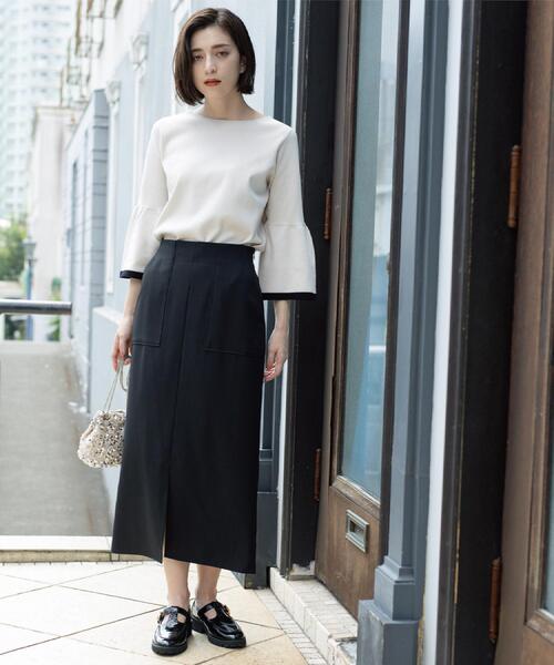 OPAQUE.CLIP（オペークドットクリップ）の「ストレッチダブルポケットタイトスカート【洗える】（スカート・レディース・ブラウン系その他5/チャコール/ベージュ系その他6/ブラック・42/40/38/36）」の5枚目の写真