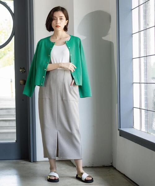 OPAQUE.CLIP（オペークドットクリップ）の「ストレッチダブルポケットタイトスカート【洗える】（スカート・レディース・ブラウン系その他5/チャコール/ベージュ系その他6/ブラック・42/40/38/36）」の7枚目の写真