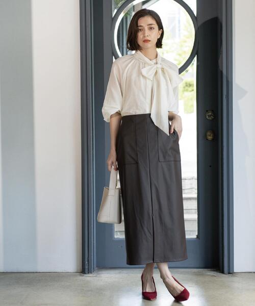 OPAQUE.CLIP（オペークドットクリップ）の「ストレッチダブルポケットタイトスカート【洗える】（スカート・レディース・ブラウン系その他5/チャコール/ベージュ系その他6/ブラック・42/40/38/36）」の10枚目の写真