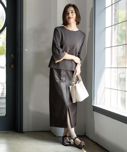 OPAQUE.CLIP（オペークドットクリップ）の「ストレッチダブルポケットタイトスカート【洗える】（スカート・レディース・ブラウン系その他5/チャコール/ベージュ系その他6/ブラック・42/40/38/36）」の13枚目の写真