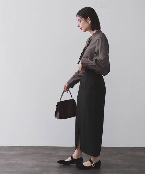 OPAQUE.CLIP（オペークドットクリップ）の「ストレッチダブルポケットタイトスカート【洗える】（スカート・レディース・ブラウン系その他5/チャコール/ベージュ系その他6/ブラック・42/40/38/36）」の16枚目の写真