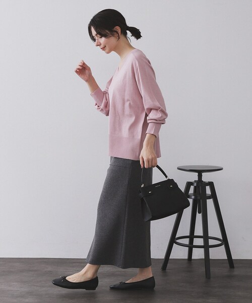 OPAQUE.CLIP（オペークドットクリップ）の「ストレッチダブルポケットタイトスカート【洗える】（スカート・レディース・ブラウン系その他5/チャコール/ベージュ系その他6/ブラック・42/40/38/36）」の21枚目の写真