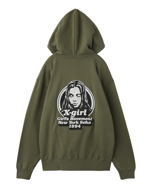 X-girlパーカーM MESSAGE AND FACE ZIP UP SWEAT HOODIE（パーカー）｜X-girl（エックス