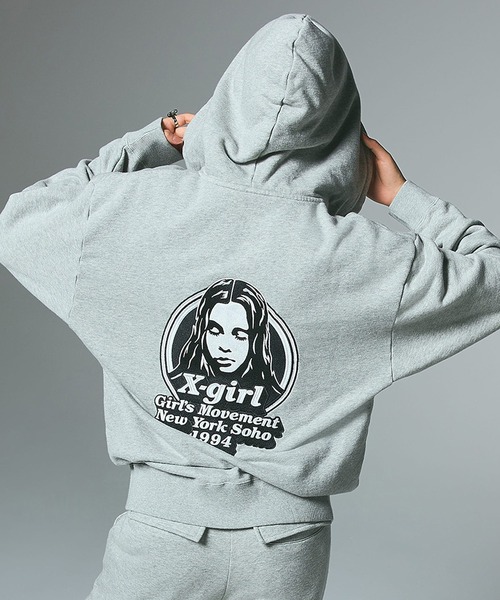 MESSAGE AND FACE ZIP UP SWEAT HOODIE（パーカー）｜X-girl（エックス