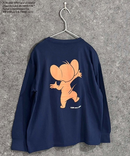 Tom&Jerry(トムアンドジェリー)の「【TOM&JERRY/トム&ジェリー】 オーバーサイズ ロンT(Tシャツ/カットソー・キッズ・オフホワイト/杢グレー/ダークグリーン/チャコール/ホワイト系その他/グリーン系その他/ネイビー/ブラック・110cm/120cm/130cm/140cm/150cm/160cm)」の2枚目の写真