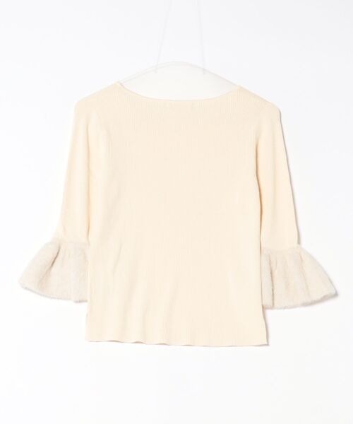 12Twelve Agenda（トゥエルブ　アジェンダ）の「シャギーベルスリーブ7分袖ニットプルオーバー（ニット/セーター・レディース・アイボリー/ブラック・M）」の3枚目の写真