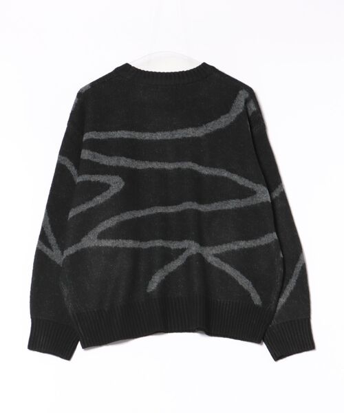 NAVY(ネイビー)の「nAvy ニュアンスライン柄 もちりクルーネックニット(ニット/セーター・レディース・ブラック/グレー・M/L)」の3枚目の写真