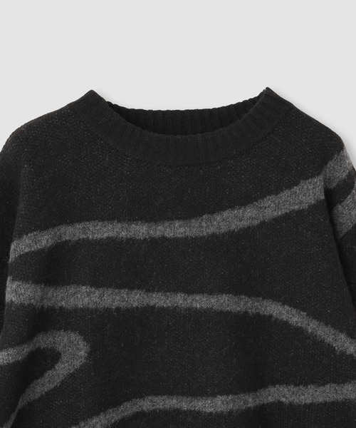 NAVY(ネイビー)の「nAvy ニュアンスライン柄 もちりクルーネックニット(ニット/セーター・レディース・ブラック/グレー・M/L)」の17枚目の写真