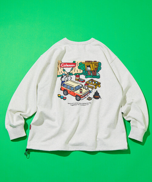 COLEMAN(コールマン)の「Coleman/コールマン Coleman×matsui×FREAK'S STORE 別注 コールマン matsui rocky camping ドローコード クルーネック スウェット(スウェット・メンズ・チャコールグレー/ライトグレー/オフホワイト/ブルー・MEDIUM/LARGE)」の6枚目の写真