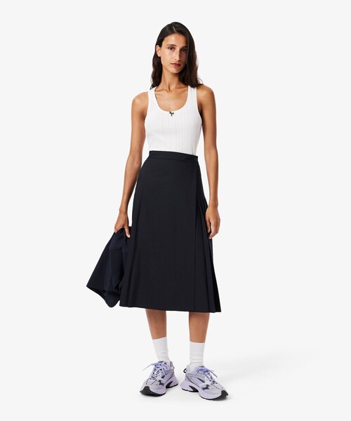 LACOSTE(ラコステ)の「ブレンドウールプリーツラップスカート(スカート・レディース・ダークネイビー・36/38/34)」の2枚目の写真