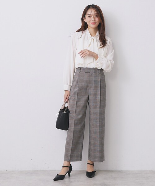 index（インデックス）の「ワイドストレートパンツ/セットアップ対応可【洗濯機OK/イージーアイロン】（その他パンツ・レディース・ブラウン系その他2/グレー系3/ベージュ系3・36/38/40/42）」の9枚目の写真