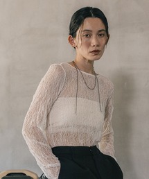 LEPSIM | 《オフィスライン》レースクルー長袖プルオーバー　587917(Tシャツ/カットソー)