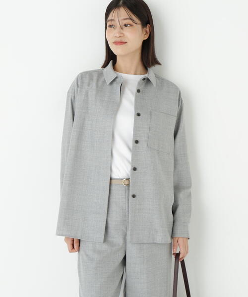 human woman(ヒューマンウーマン)の「◆ライトフラノウォッシャブルシャツ(シャツ/ブラウス・レディース・ネイビー/ブラウン/グレー・MEDIUM)」の2枚目の写真
