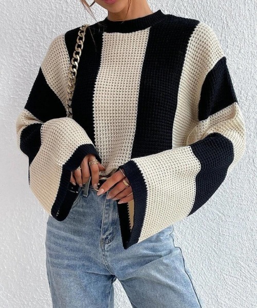 BRIEFING 黒白ストライプ ニットセーター 軽量ストレッチ セール】ストライプZIPニットシャツ（ニット/セーター）｜SENSE OF