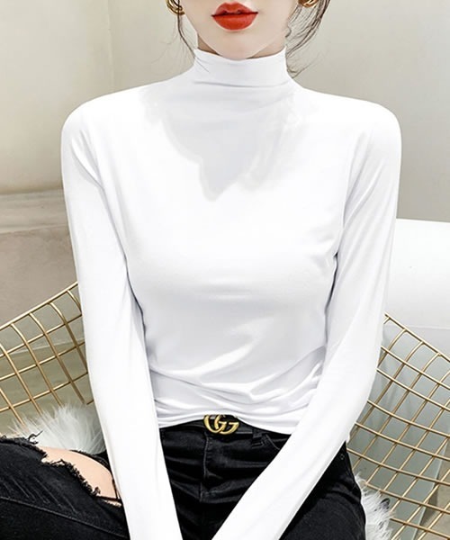 Pittok(ピットク)の「ボトルネック長袖カットソー(Tシャツ/カットソー・レディース・ブラック/モカ/ホワイト/ブラウン系その他・MEDIUM)」の9枚目の写真