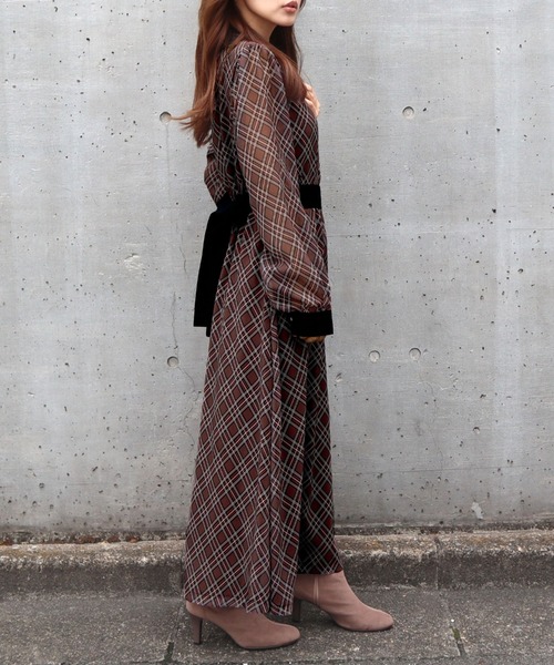 セール】バイアスチェッククレリックワンピース（ワンピース）｜CECIL