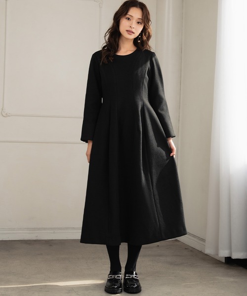 ルネ♡ミンクファー付きワンピース 2025AW】クルーネック コクーン フォーマル ワンピース（ワンピース