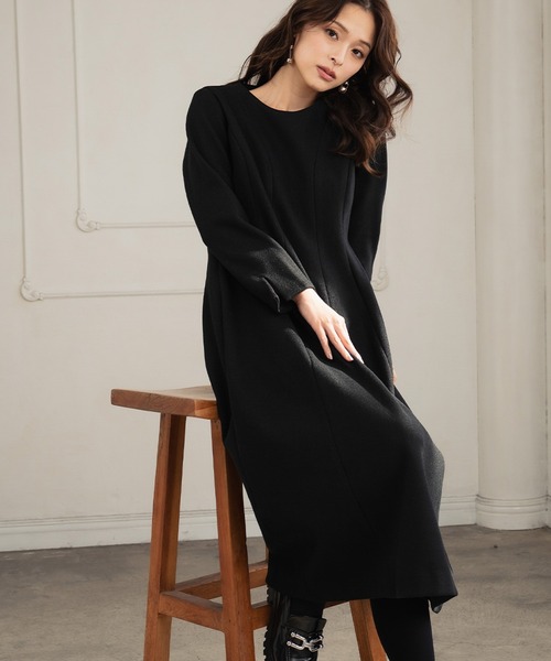 lohen⭐︎ワンピース セール】【2025AW】クルーネック コクーン フォーマル ワンピース