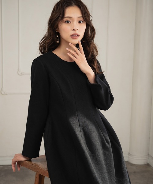 美品★23区Rエル★ファインウールコクーンワンピース★38 ELFRANK ワンピース ドットプリントロングコクーンワンピース