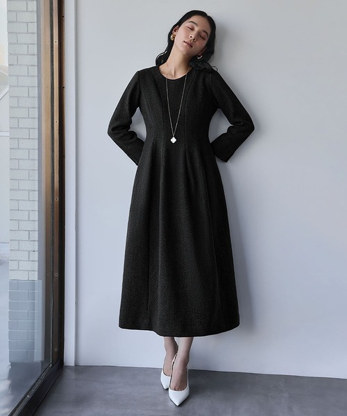 ELFRANK（エルフランク）の「クルーネック コクーン フォーマル ワンピース（ワンピース・レディース・ブラック/グレー・M/L）」の7枚目の写真