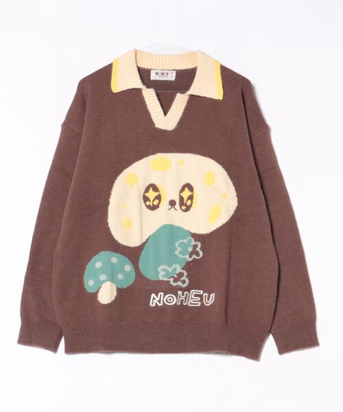 HOOK(フック)の「キノコ ポロニット セーター(ニット/セーター・メンズ・チョコ/ブルー・MEDIUM/LARGE)」の17枚目の写真