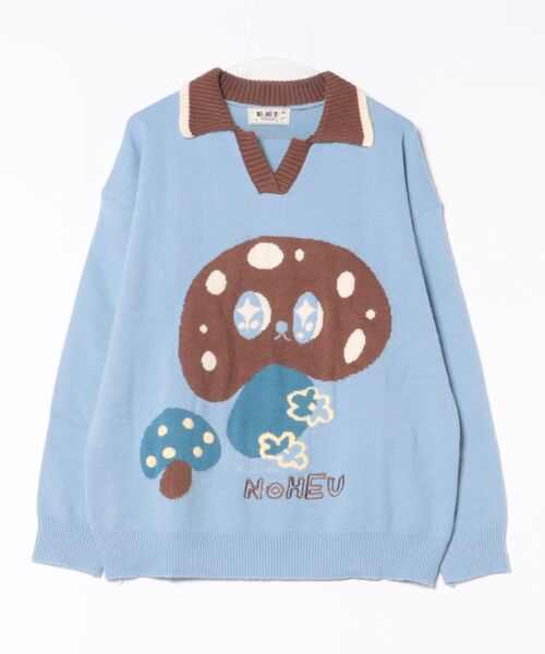 HOOK(フック)の「キノコ ポロニット セーター(ニット/セーター・メンズ・チョコ/ブルー・MEDIUM/LARGE)」の18枚目の写真