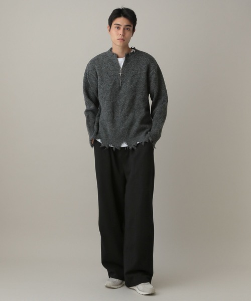 LAND MUSEUM（ランドミュージアム）の「LAND MUSEUM／バレルワイドスウェットパンツ（スウェットパンツ・メンズ・ブラック/グレー・MEDIUM/LARGE）」の7枚目の写真