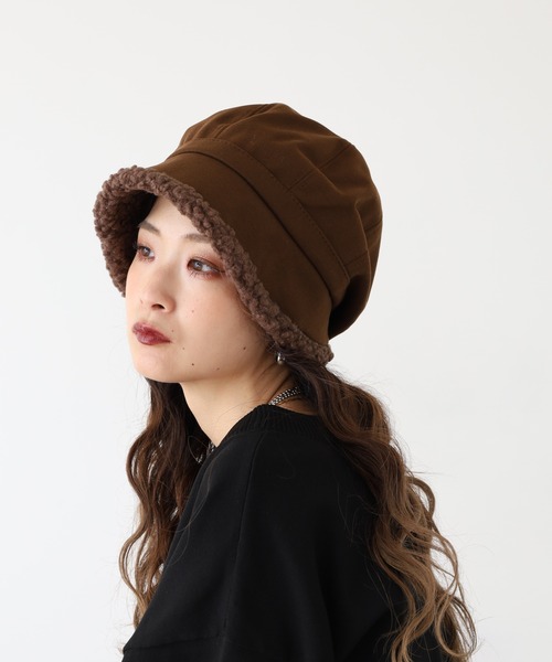 セール】フェイクウール×ボアボリュームキャスケット（キャスケット