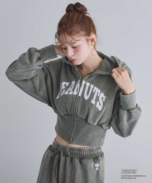 PEANUTSコラボ】セットアップ対応/スヌーピー刺繍入りパーカー