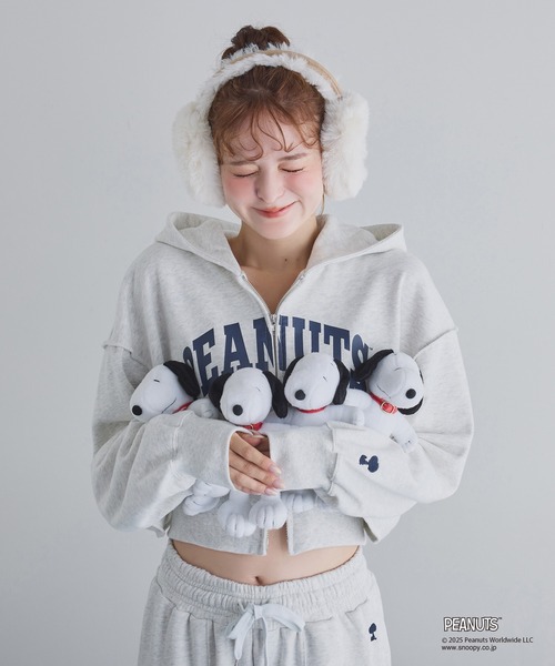 PEANUTSコラボ】セットアップ対応/スヌーピー刺繍入りパーカー