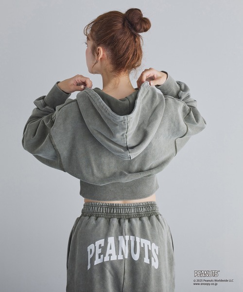 PEANUTSコラボ】セットアップ対応/スヌーピー刺繍入りパーカー